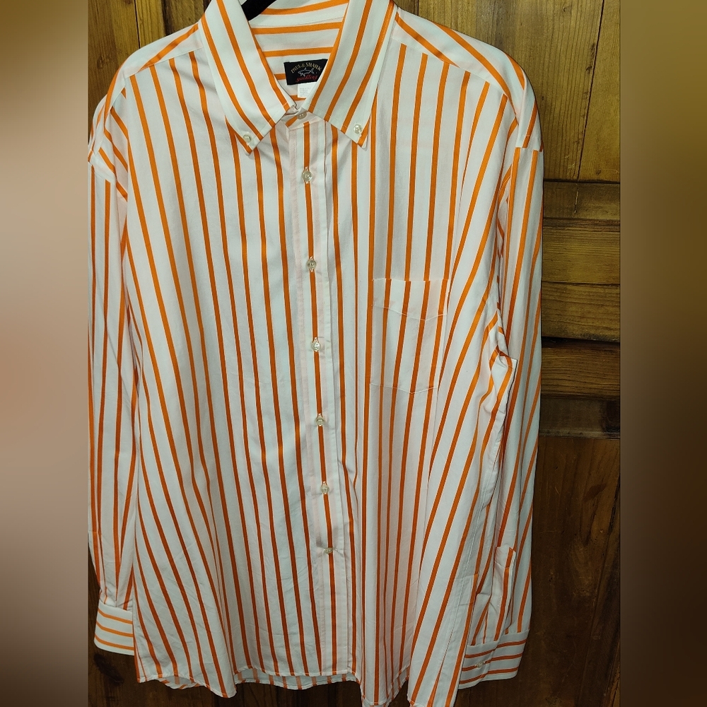 Paul & Shark Orange and White Striped Skirt